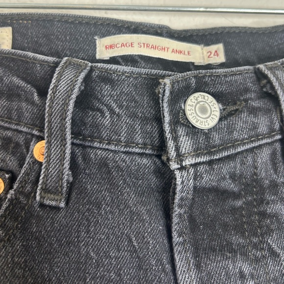 Levi's Black Ribcage Straight Ankle Leg Jeans Classic Style - Picture 10 of 13